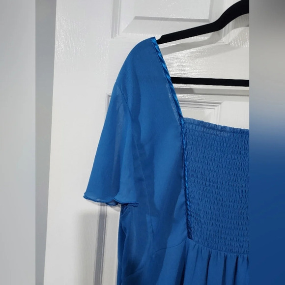 Lane Bryant Blue Chiffon Babydoll Short Sleeve Blouse in Size 18/20 - Picture 7 of 12